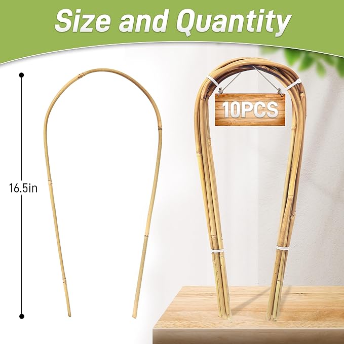Avalution 16" Natural Bamboo Plants Trellis U-Hoop, Bamboo Gaeden Trellis - Image 2