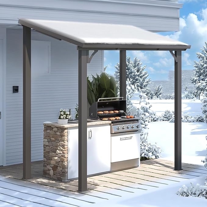 AECOJOY 8' x 5' Hardtop Grill Gazebo Outdoor Pergola, Small Heavy Duty Lean to - Image 4