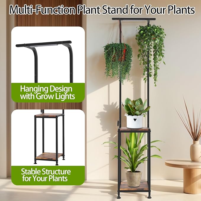 Plant Stand Indoor with Grow Light, 2 Pack Hanging Plant Stand Plant Shelf - Image 6