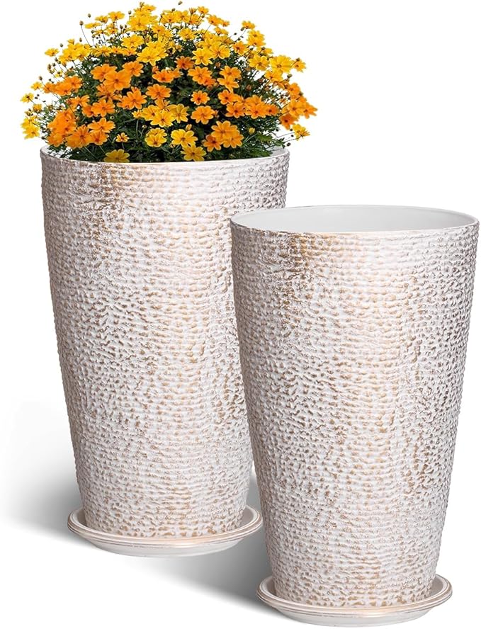 VEVOR Set of 2 Tall Outdoor Planters 21" H, Round Large Planters by VEVOR