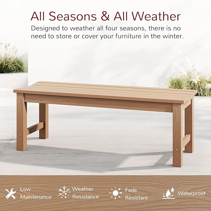 Stoog Outdoor Bench, 2-Person Outdoor Poly Lumber Backless Bench, Weatherproof - Image 4