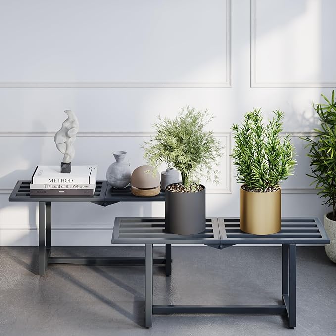 Modern Outdoor Plant Stand for Indoor Corner, Foldable Metal Plant Display by HomecourtyardsInterio