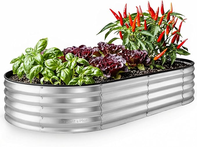 Plant & Plot Galvanized Raised Garden Beds Outdoor // 6×3×1 ft Planter Raised by PlantPlot