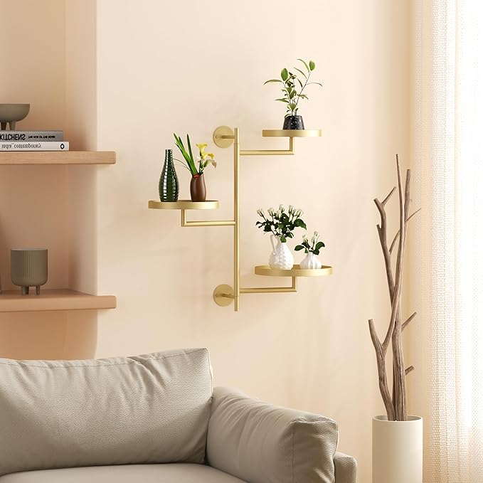 Rotating Window Shelves for Multiple Plants Indoor, 3-tier Metal Corner gold - Image 7
