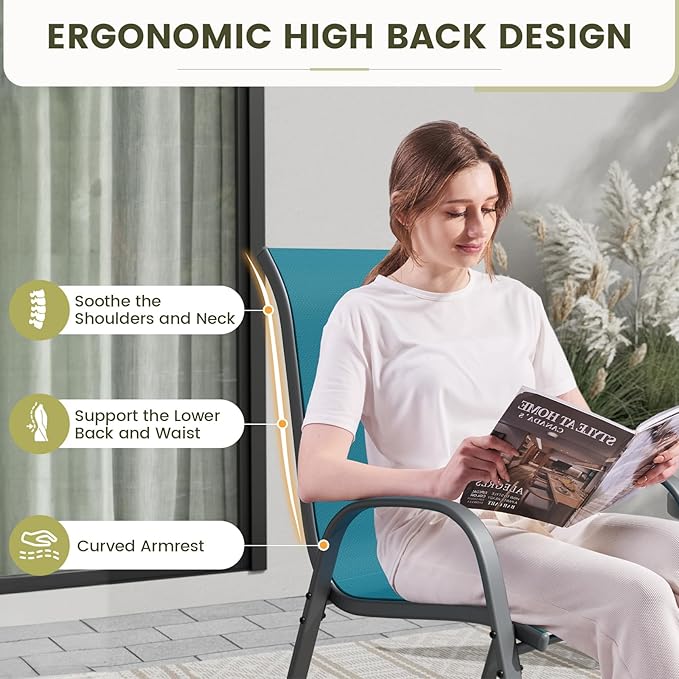 UDPATIO Patio Chairs Set of 8, Stackable Outdoor Dining Chairs - Image 7