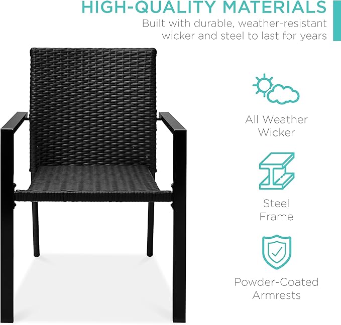 Best Choice Products Set of 2 Stackable Outdoor Wicker Dining Chairs - Image 3