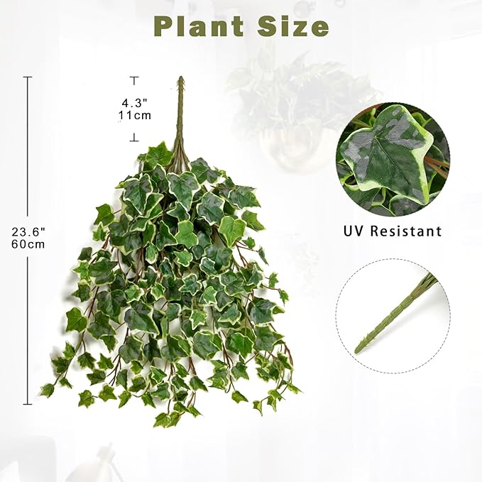 Hollyone 2pcs Artificial Hanging Plants 24" Fake Ivy Vine Faux Ivy Leaves - Image 2
