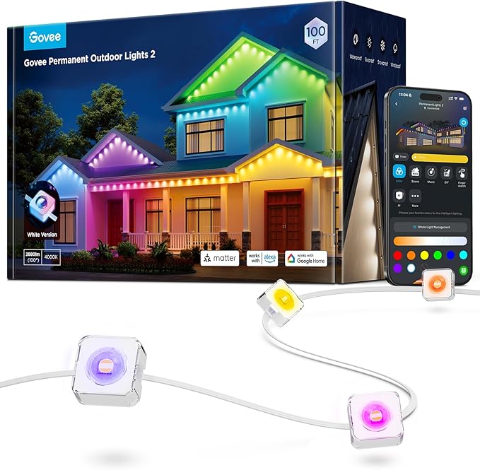 Govee Permanent Outdoor Lights 2, 100ft RGBIC Outdoor Lights by Govee