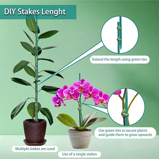 Bamboo Plant Stakes 50PCS, 18Inch Natural Bamboo Garden Stakes, Supports Indoor - Image 3