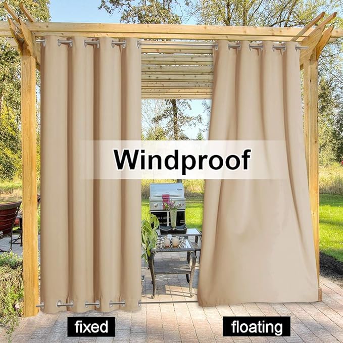 NICETOWN Outdoor Curtain for Patio Waterproof, Sunlight Block Rustproof Grommet - Image 4