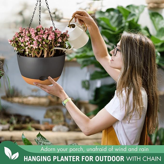 10 Inch Hanging Planters for Indoor Plants, Outdoor Hanging Plant Pot - Image 3