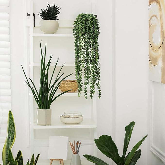 10 Pcs Artificial Succulents Hanging Plants, Fake String of Pearls Greenery - Image 6