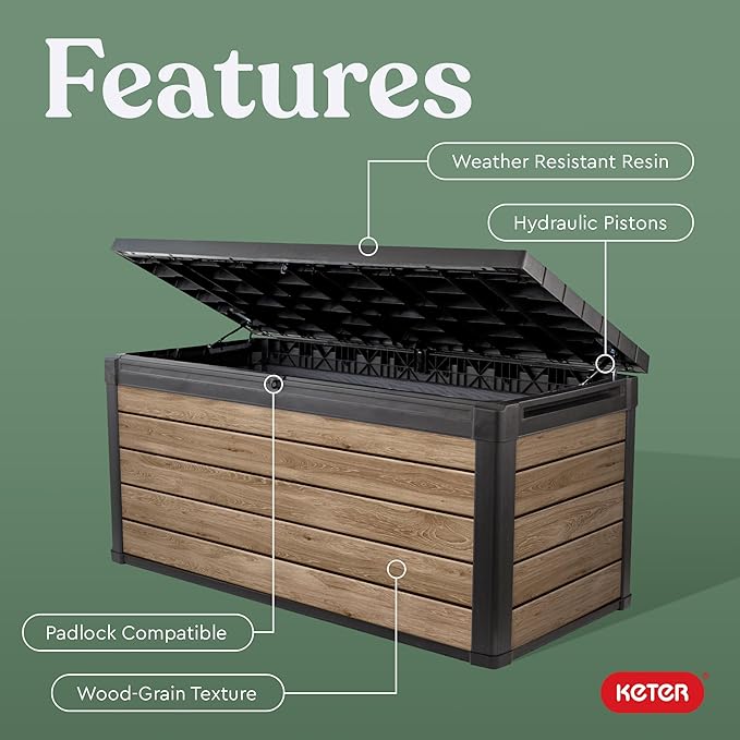 Keter Signature Collection 150 Gallon Resin Deck Box Organization and Storage - Image 4