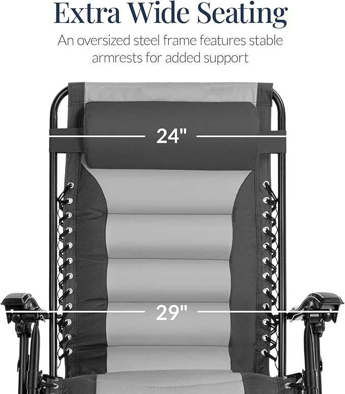 Best Choice Products Oversized Padded Zero Gravity Chair, Folding Outdoor Patio - Image 4