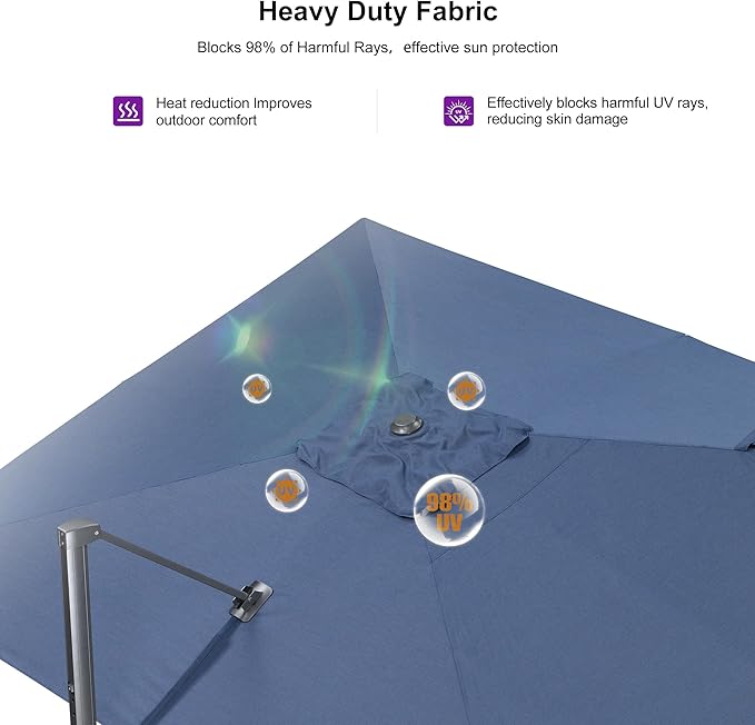 PURPLE LEAF 9' X 11.5' Rectangle Cantilever Umbrella - Image 4