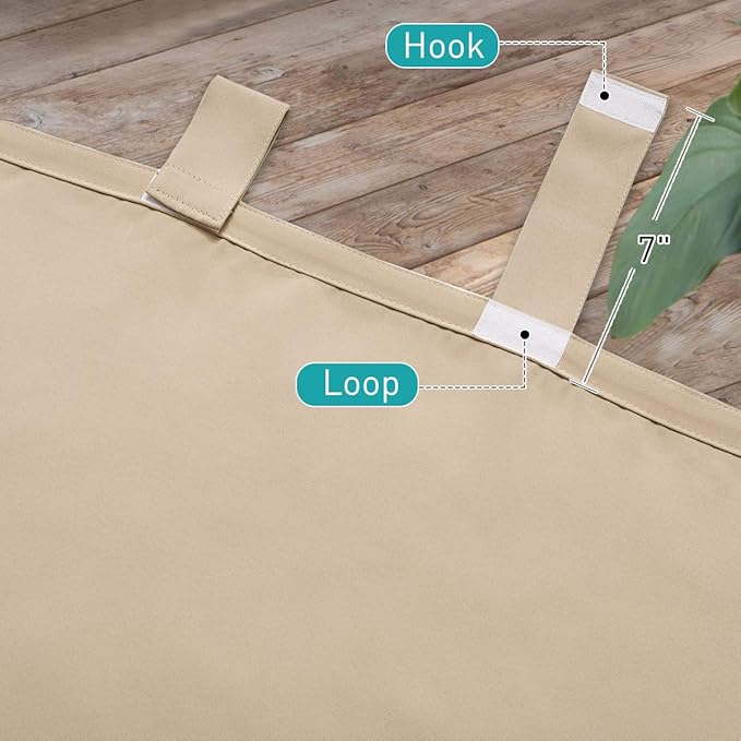 NICETOWN 2 Panels Detachable Sticky Tab Top Thick Outdoor Curtains - Image 6