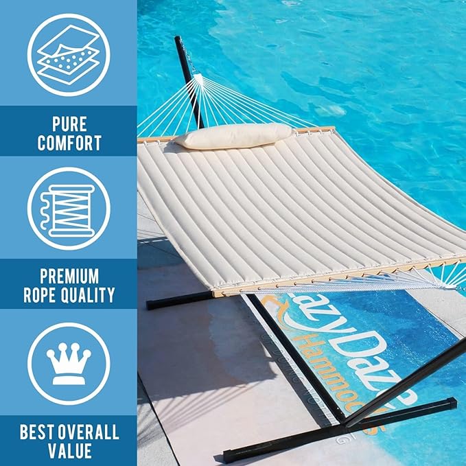 Lazy Daze Hammocks 12 FT Double Quilted Fabric Hammock - Image 6