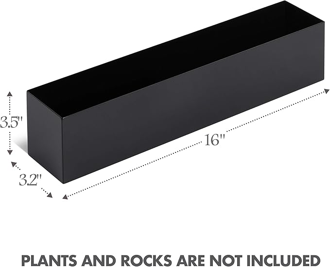 DR&Co Modern Black Trough Rectangular Planter, 16“ Metal Window Planter Box - Image 2