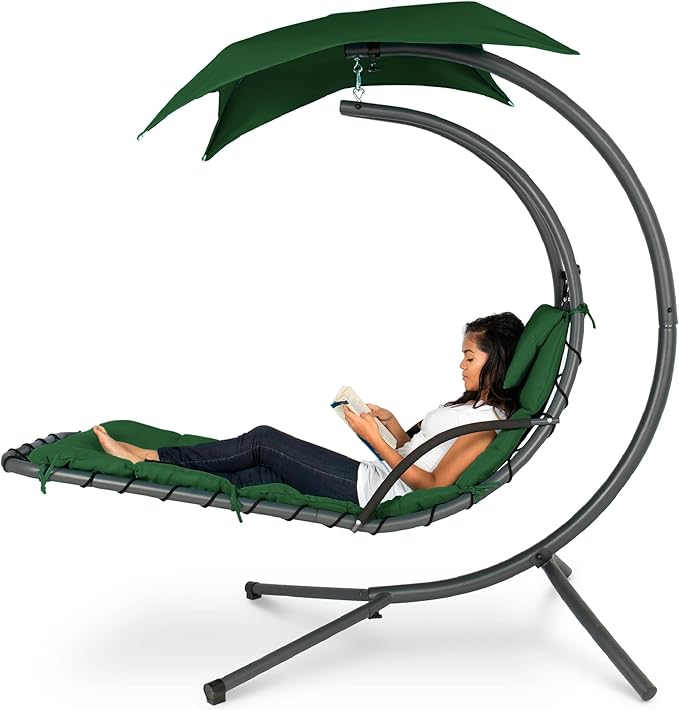 Best Choice Products Outdoor Hanging Curved Steel Chaise Lounge Chair Swing by BestChoiceProducts