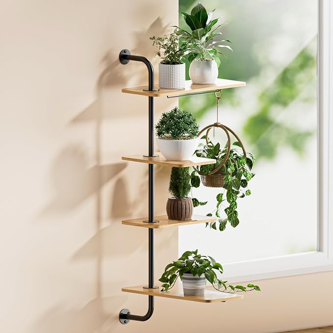 YUOROS Window Shelf for Plants, 4-Tier Rotating Window Sill Plant Shelves Stand by YUOROS