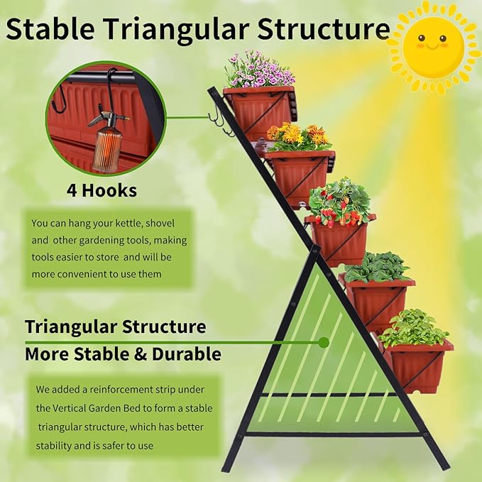 Homdox 3.74FT Vertical Garden Bed, 5 Tiers Raised Garden Planter, 23 * 26 * - Image 4