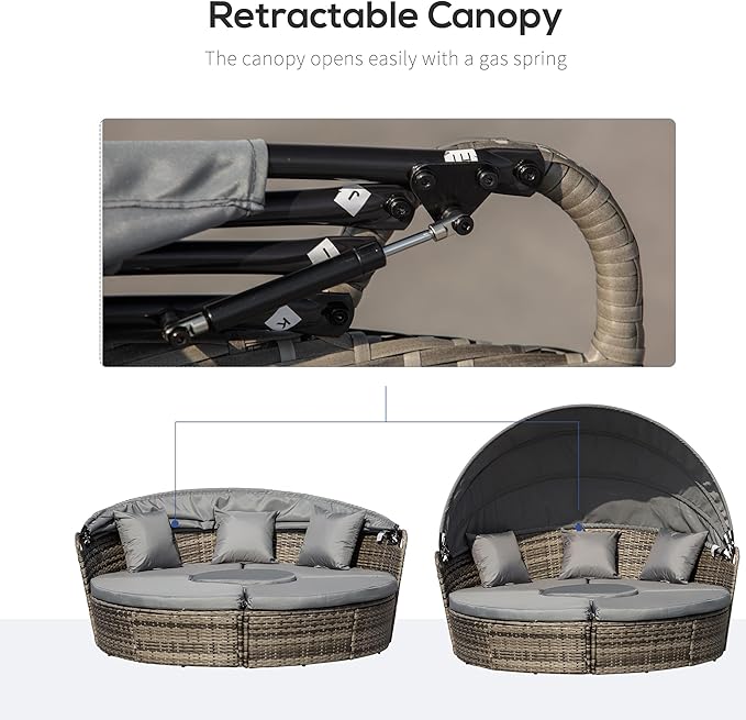 Outsunny 4-Piece Round Convertible Daybed - Image 4