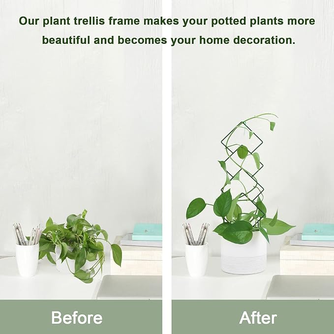 Indoor Plant Trellis for Climbing Plants, 16inch Small Garden Metal Trellis for - Image 4