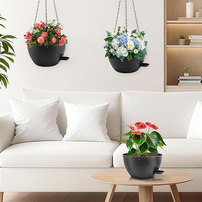 10 inch Hanging Planters for Indoor Plants, 3 Pack Self-Watering Hanging - Image 7