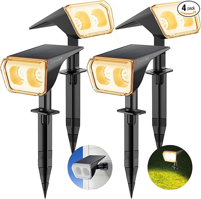 Consciot Solar Spot Lights Outdoor Waterproof, 24 LED Dusk-to-Dawn Solar by Consciot