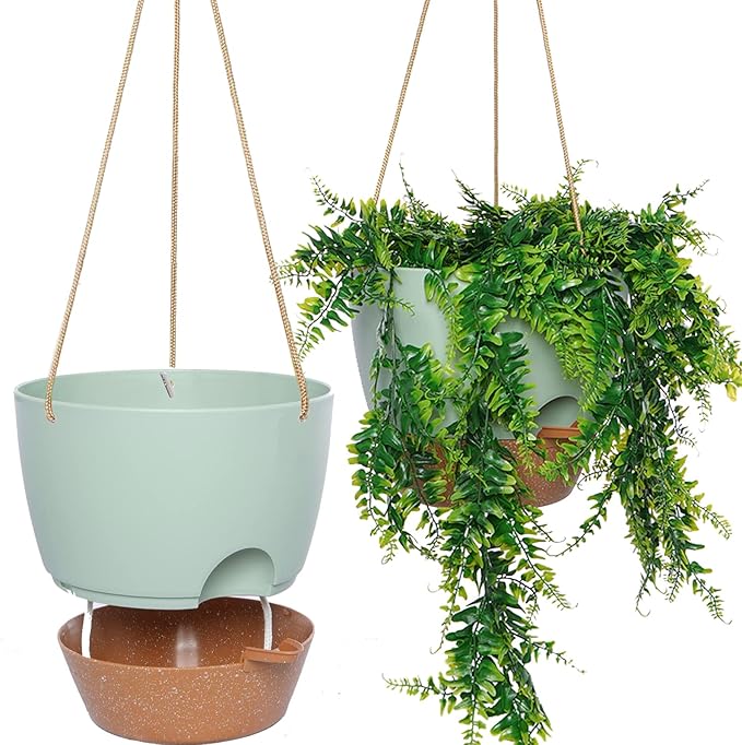 10 Inch Self Watering Hanging Pots, 2 Pack Hanging Planters by SwinDuck