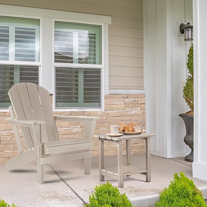 Adirondack Outdoor Side Table, 2-Tier Sturdy Patio End Table Weather Resistant - Image 2
