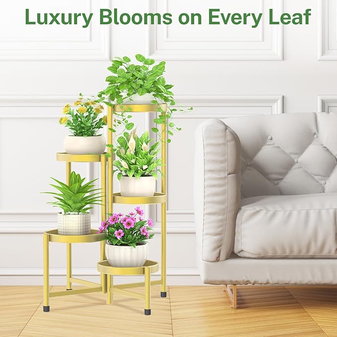 iDavosic.ly Plant Stand Indoor Outdoor, 5 Tier Corner Metal Flower Display - Image 8
