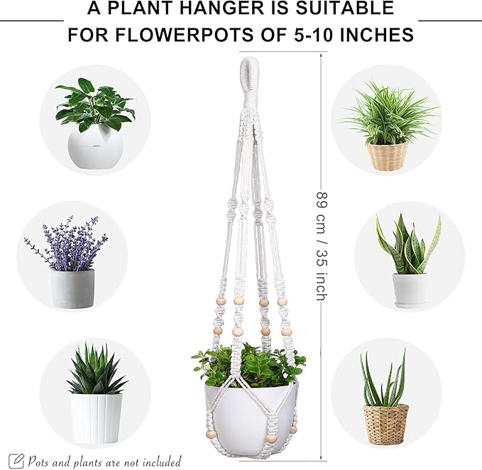 YIBOT Macrame Plant Hanger Indoor Outdoor, Heavy 20lb Planters, Extra Long - Image 3