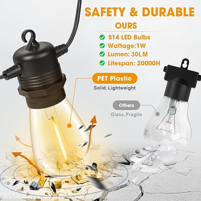 LED Outdoor String Lights 36FT Patio Lights - Image 2