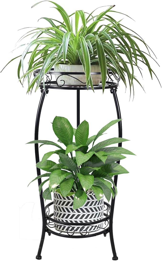 MOCORY Plant Stand Indoor Outdoor 2 Tier 27" Tall Metal Potted Holder Flower by MOCORY