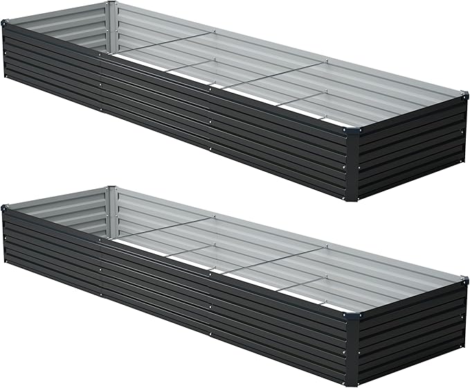 12x2x1 ft Galvanized Raised Garden Bed, Outdoor Planter Box Metal Patio Kit by Zunatu
