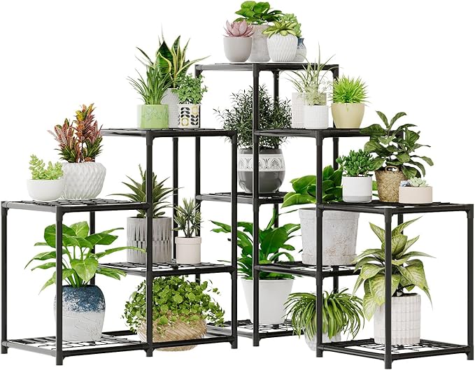 Bamworld Corner Plant Stand Indoor Metal Plant Shelf 5-Tier 11 Potted Flower by Bamworld