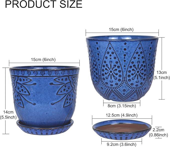 Gepege 6 Inch Beaded Ceramic Planter Set of 2 - Image 2