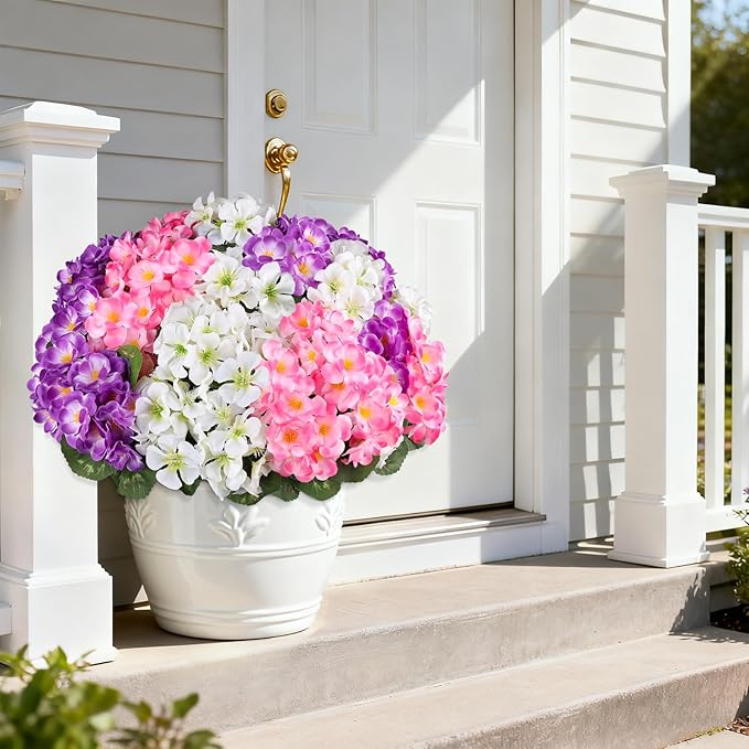 Artificial Geraniums Flowers for Outdoors, 6 Bundles Realistic Silk Fake - Image 5