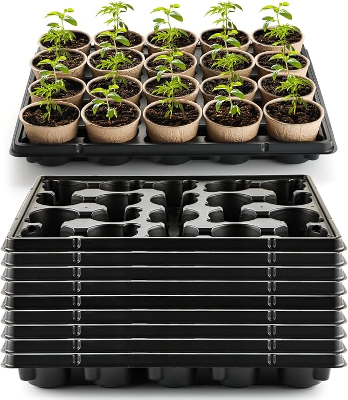 20 Cell Plant Trays for Carrying 3 inch Round Nursery Pots, Sturdy Plastic by RooTrimmer
