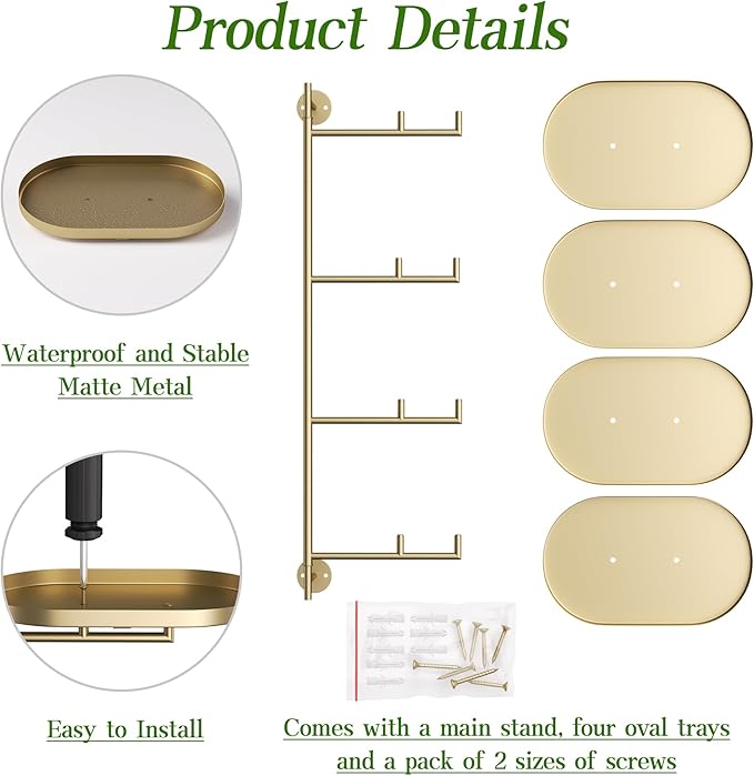 Window Rotating Plant Stand Shelf Indoor Gold Metal Floating Shelves 4-Tier - Image 4