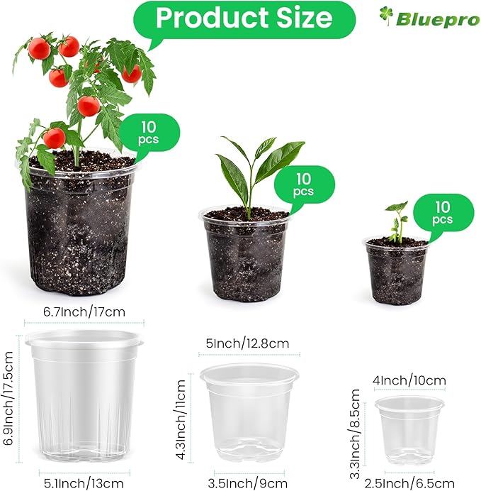 36 Packs 5/4/3.5 Inch Reinforced Clear Nursery Pots - Image 2