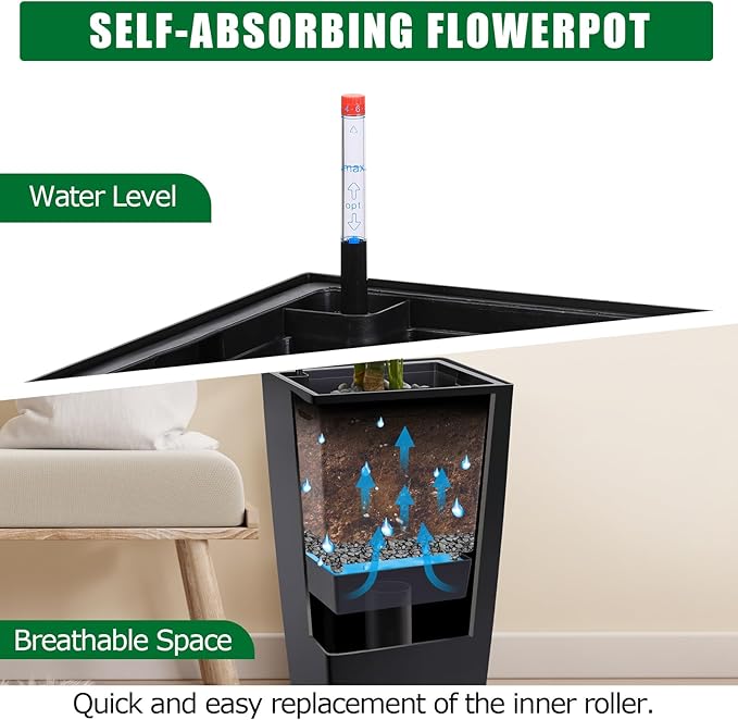 30 Inch Tall Self Watering Planters Set of 2, Outdoor Plant Pots - Image 8