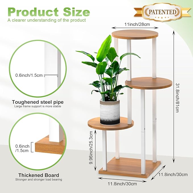 Plant Stand Indoor, 4 Tier Thickened Metal Corner Plant Shelf - Image 2
