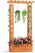 Giantex Raised Garden Bed with 2-Sided Trellis & Hanging Roof, Fir Wood Planter by Giantex