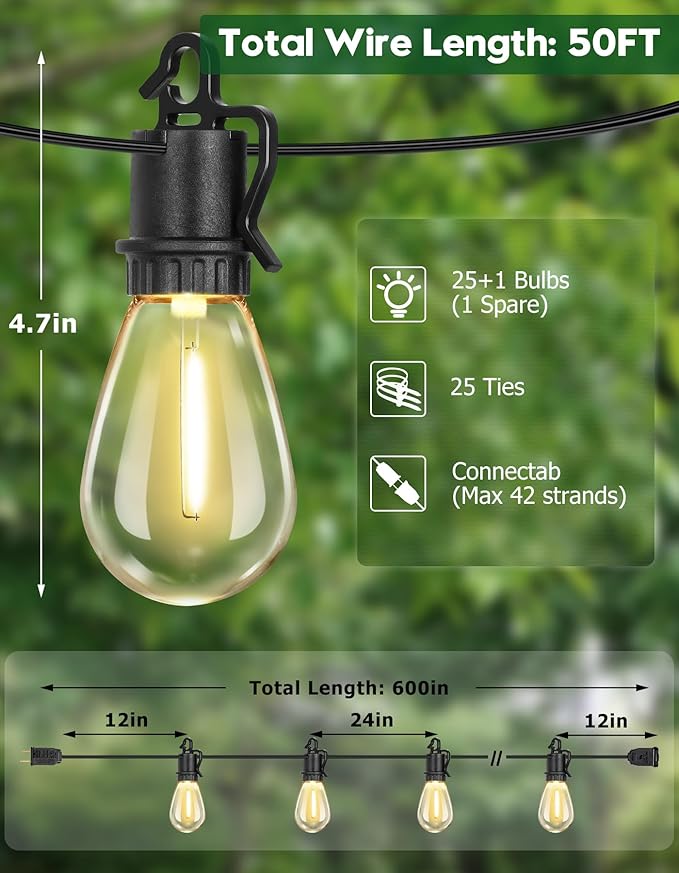 50FT Outdoor String Lights - Image 2