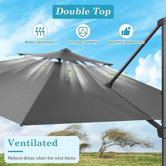 HOTEEL10x10ft Patio Umbrella Cantilever Umbrellas - Image 3