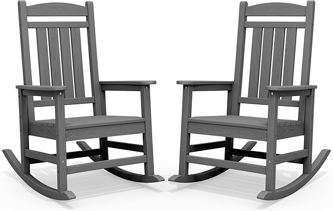 SERWALL Outdoor Rocking Chair Set of 2, HDPE Patio Rocking Chair, All-Weather by SERWALL