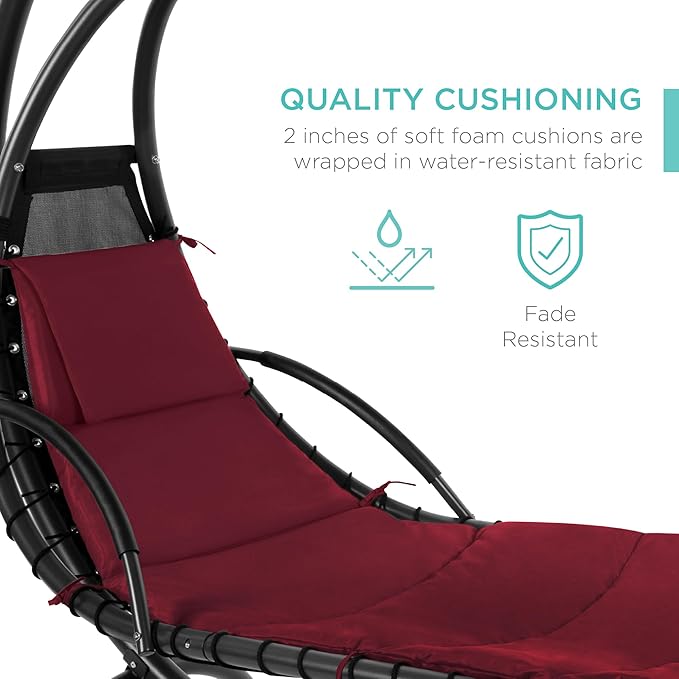 Best Choice Products Outdoor Hanging Curved Steel Chaise Lounge Chair Swing - Image 5