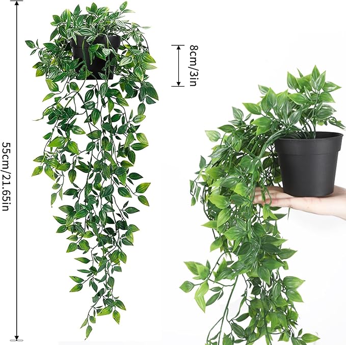 Whonline 3 Pack Artificial Hanging Plants Fake Plants - Image 2
